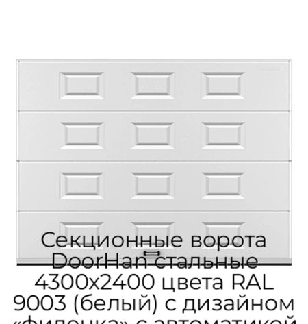 sekczionnyie-vorota-doorhan-stalnyie-4300x2400-czveta-ral-9003-belyij-s-dizajnom-«filenka»-s-avtomatikoj
