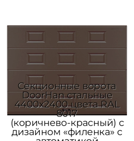 sekczionnyie-vorota-doorhan-stalnyie-4400x2400-czveta-ral-8017-korichnevo-krasnyij-s-dizajnom-«filenka»-s-avtomatikoj