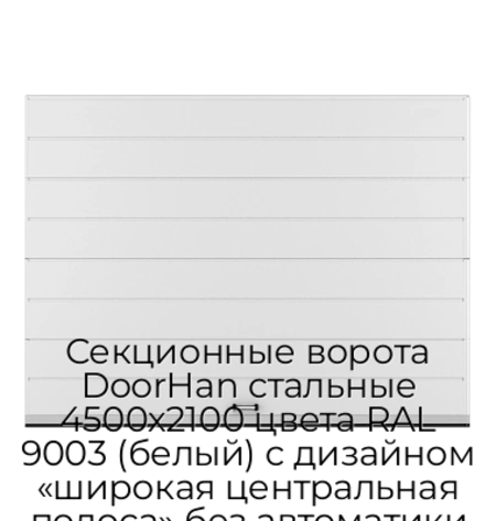 sekczionnyie-vorota-doorhan-stalnyie-4500x2100-czveta-ral-9003-belyij-s-dizajnom-«shirokaya-czentralnaya-polosa»-bez-avtomatiki