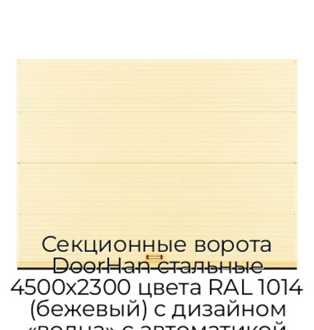 sekczionnyie-vorota-doorhan-stalnyie-4500x2300-czveta-ral-1014-bezhevyij-s-dizajnom-«volna»-s-avtomatikoj