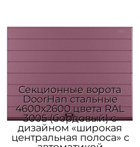 sekczionnyie-vorota-doorhan-stalnyie-4600x2600-czveta-ral-3005-bordovyij-s-dizajnom-«shirokaya-czentralnaya-polosa»-s-avtomatikoj