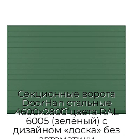 sekczionnyie-vorota-doorhan-stalnyie-4600x2800-czveta-ral-6005-zelyonyij-s-dizajnom-«doska»-bez-avtomatiki