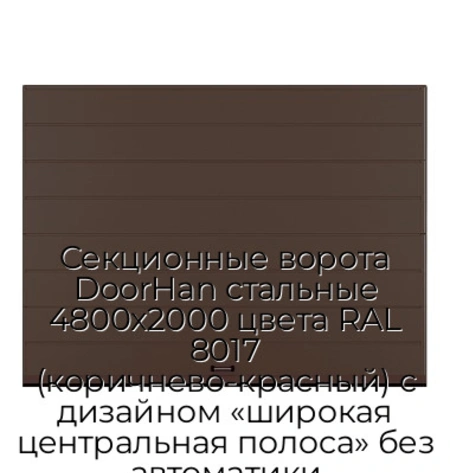 sekczionnyie-vorota-doorhan-stalnyie-4800x2000-czveta-ral-8017-korichnevo-krasnyij-s-dizajnom-«shirokaya-czentralnaya-polosa»-bez-avtomatiki