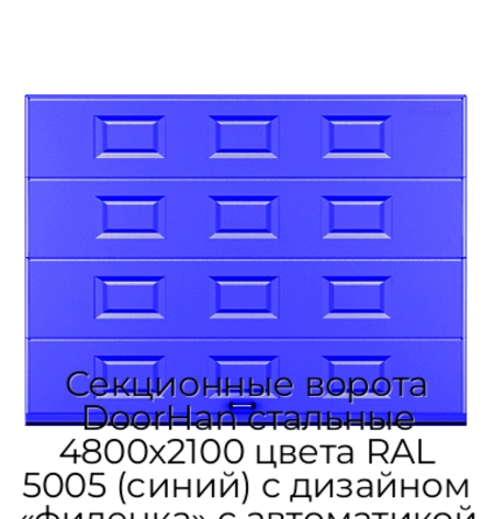 sekczionnyie-vorota-doorhan-stalnyie-4800x2100-czveta-ral-5005-sinij-s-dizajnom-«filenka»-s-avtomatikoj