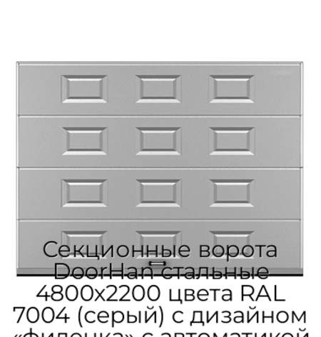 sekczionnyie-vorota-doorhan-stalnyie-4800x2200-czveta-ral-7004-seryij-s-dizajnom-«filenka»-s-avtomatikoj