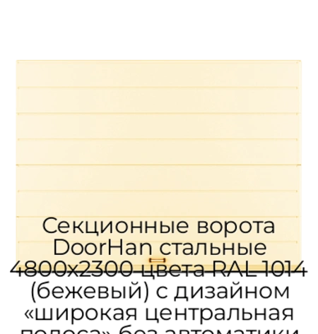 sekczionnyie-vorota-doorhan-stalnyie-4800x2300-czveta-ral-1014-bezhevyij-s-dizajnom-«shirokaya-czentralnaya-polosa»-bez-avtomatiki