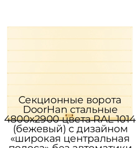 sekczionnyie-vorota-doorhan-stalnyie-4800x2900-czveta-ral-1014-bezhevyij-s-dizajnom-«shirokaya-czentralnaya-polosa»-bez-avtomatiki