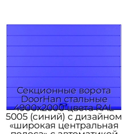 sekczionnyie-vorota-doorhan-stalnyie-4900x2000-czveta-ral-5005-sinij-s-dizajnom-«shirokaya-czentralnaya-polosa»-s-avtomatikoj