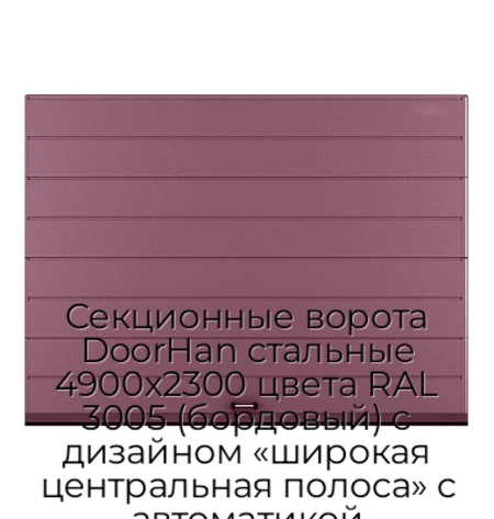 sekczionnyie-vorota-doorhan-stalnyie-4900x2300-czveta-ral-3005-bordovyij-s-dizajnom-«shirokaya-czentralnaya-polosa»-s-avtomatikoj