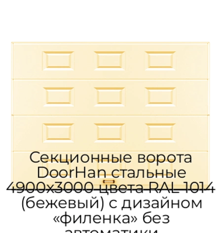 sekczionnyie-vorota-doorhan-stalnyie-4900x3000-czveta-ral-1014-bezhevyij-s-dizajnom-«filenka»-bez-avtomatiki
