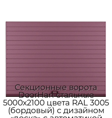 sekczionnyie-vorota-doorhan-stalnyie-5000x2100-czveta-ral-3005-bordovyij-s-dizajnom-«doska»-s-avtomatikoj