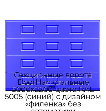 sekczionnyie-vorota-doorhan-stalnyie-5000x2200-czveta-ral-5005-sinij-s-dizajnom-«filenka»-bez-avtomatiki