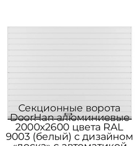 sekczionnyie-vorota-doorhan-alyuminievyie-2000x2600-czveta-ral-9003-belyij-s-dizajnom-«doska»-s-avtomatikoj
