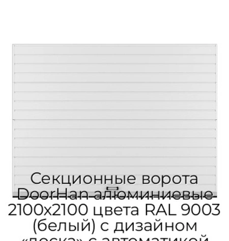 sekczionnyie-vorota-doorhan-alyuminievyie-2100x2100-czveta-ral-9003-belyij-s-dizajnom-«doska»-s-avtomatikoj