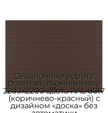 sekczionnyie-vorota-doorhan-alyuminievyie-2200x2200-czveta-ral-8017-korichnevo-krasnyij-s-dizajnom-«doska»-bez-avtomatiki