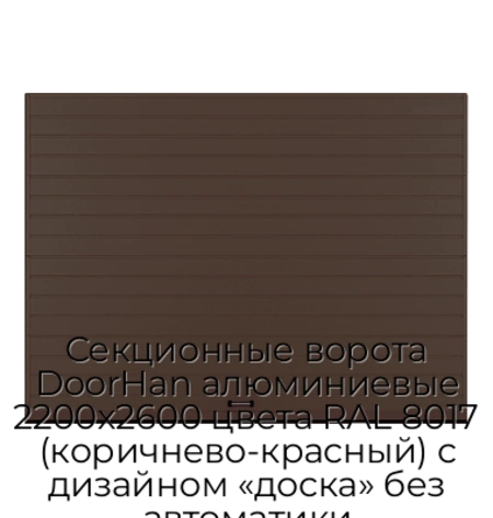 sekczionnyie-vorota-doorhan-alyuminievyie-2200x2600-czveta-ral-8017-korichnevo-krasnyij-s-dizajnom-«doska»-bez-avtomatiki