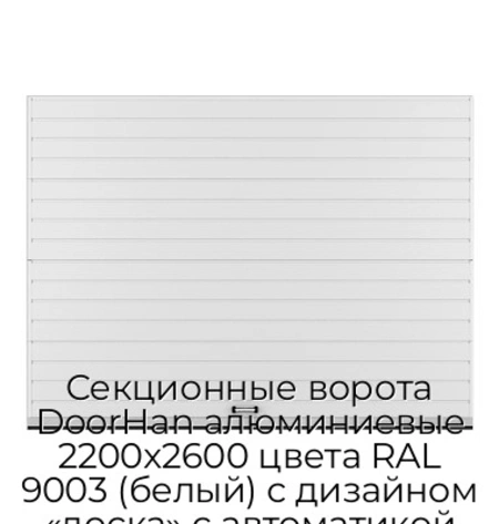sekczionnyie-vorota-doorhan-alyuminievyie-2200x2600-czveta-ral-9003-belyij-s-dizajnom-«doska»-s-avtomatikoj