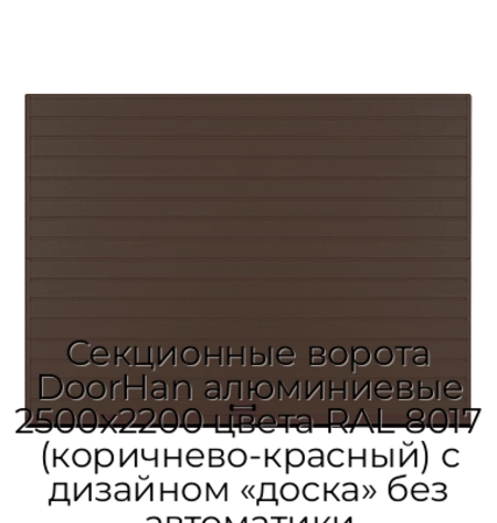 sekczionnyie-vorota-doorhan-alyuminievyie-2500x2200-czveta-ral-8017-korichnevo-krasnyij-s-dizajnom-«doska»-bez-avtomatiki