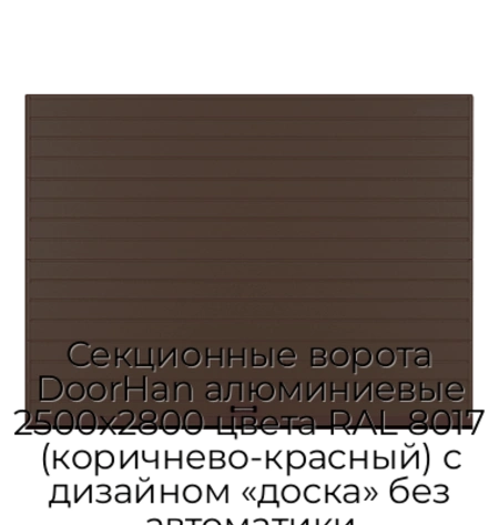 sekczionnyie-vorota-doorhan-alyuminievyie-2500x2800-czveta-ral-8017-korichnevo-krasnyij-s-dizajnom-«doska»-bez-avtomatiki