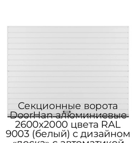 sekczionnyie-vorota-doorhan-alyuminievyie-2600x2000-czveta-ral-9003-belyij-s-dizajnom-«doska»-s-avtomatikoj