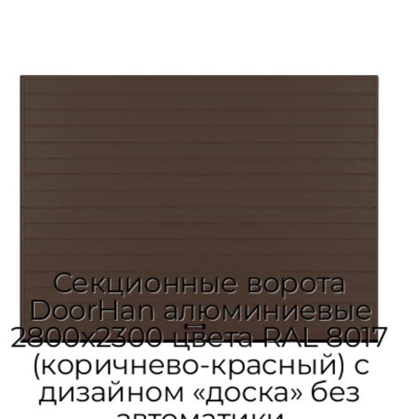 sekczionnyie-vorota-doorhan-alyuminievyie-2800x2300-czveta-ral-8017-korichnevo-krasnyij-s-dizajnom-«doska»-bez-avtomatiki