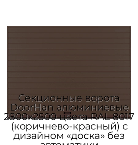 sekczionnyie-vorota-doorhan-alyuminievyie-2800x2500-czveta-ral-8017-korichnevo-krasnyij-s-dizajnom-«doska»-bez-avtomatiki