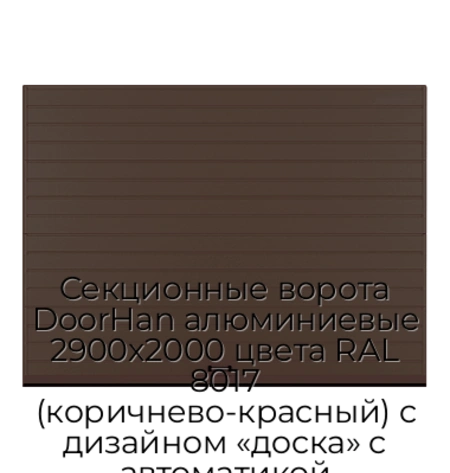 sekczionnyie-vorota-doorhan-alyuminievyie-2900x2000-czveta-ral-8017-korichnevo-krasnyij-s-dizajnom-«doska»-s-avtomatikoj