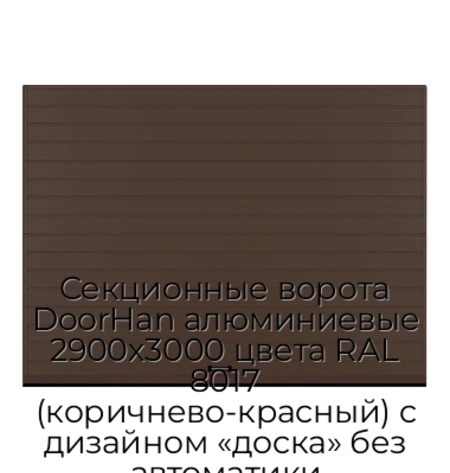 sekczionnyie-vorota-doorhan-alyuminievyie-2900x3000-czveta-ral-8017-korichnevo-krasnyij-s-dizajnom-«doska»-bez-avtomatiki