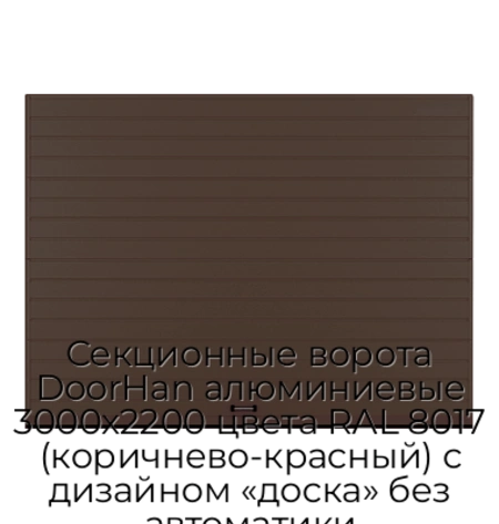 sekczionnyie-vorota-doorhan-alyuminievyie-3000x2200-czveta-ral-8017-korichnevo-krasnyij-s-dizajnom-«doska»-bez-avtomatiki