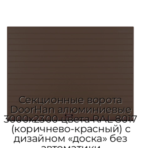 sekczionnyie-vorota-doorhan-alyuminievyie-3000x2300-czveta-ral-8017-korichnevo-krasnyij-s-dizajnom-«doska»-bez-avtomatiki