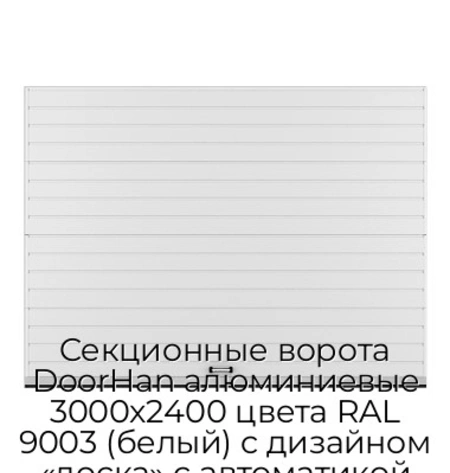 sekczionnyie-vorota-doorhan-alyuminievyie-3000x2400-czveta-ral-9003-belyij-s-dizajnom-«doska»-s-avtomatikoj