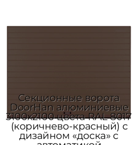 sekczionnyie-vorota-doorhan-alyuminievyie-3100x2100-czveta-ral-8017-korichnevo-krasnyij-s-dizajnom-«doska»-s-avtomatikoj