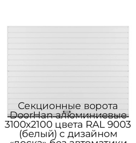 sekczionnyie-vorota-doorhan-alyuminievyie-3100x2100-czveta-ral-9003-belyij-s-dizajnom-«doska»-bez-avtomatiki