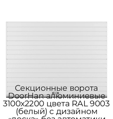 sekczionnyie-vorota-doorhan-alyuminievyie-3100x2200-czveta-ral-9003-belyij-s-dizajnom-«doska»-bez-avtomatiki