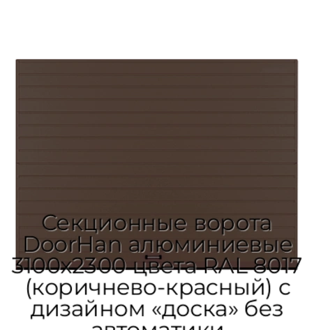 sekczionnyie-vorota-doorhan-alyuminievyie-3100x2300-czveta-ral-8017-korichnevo-krasnyij-s-dizajnom-«doska»-bez-avtomatiki