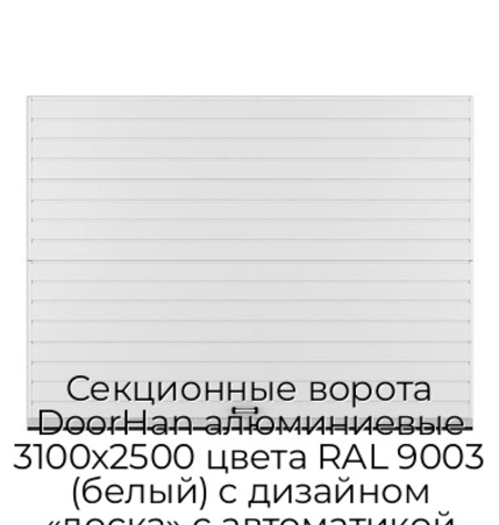 sekczionnyie-vorota-doorhan-alyuminievyie-3100x2500-czveta-ral-9003-belyij-s-dizajnom-«doska»-s-avtomatikoj