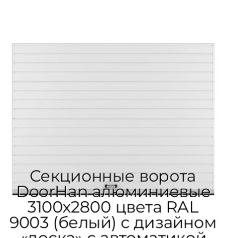sekczionnyie-vorota-doorhan-alyuminievyie-3100x2800-czveta-ral-9003-belyij-s-dizajnom-«doska»-s-avtomatikoj