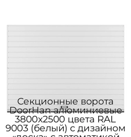 sekczionnyie-vorota-doorhan-alyuminievyie-3800x2500-czveta-ral-9003-belyij-s-dizajnom-«doska»-s-avtomatikoj