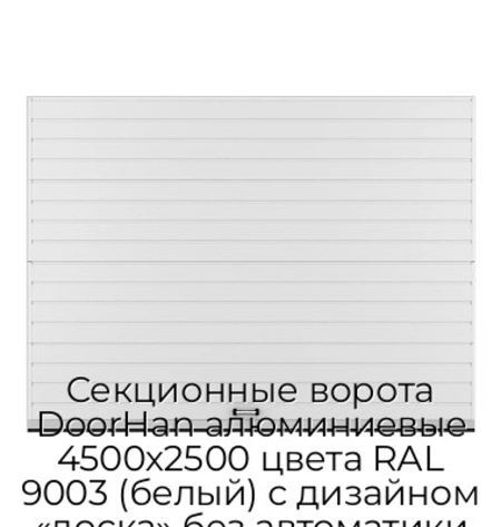 sekczionnyie-vorota-doorhan-alyuminievyie-4500x2500-czveta-ral-9003-belyij-s-dizajnom-«doska»-bez-avtomatiki