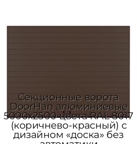 sekczionnyie-vorota-doorhan-alyuminievyie-5000x2500-czveta-ral-8017-korichnevo-krasnyij-s-dizajnom-«doska»-bez-avtomatiki