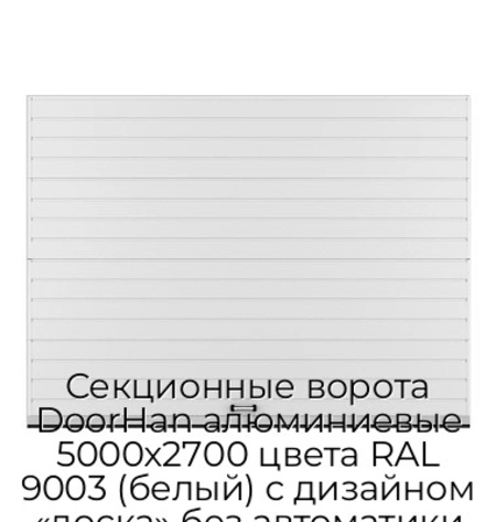 sekczionnyie-vorota-doorhan-alyuminievyie-5000x2700-czveta-ral-9003-belyij-s-dizajnom-«doska»-bez-avtomatiki