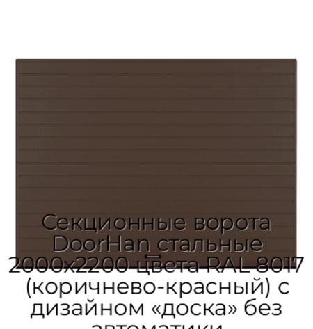 sekczionnyie-vorota-doorhan-stalnyie-2000x2200-czveta-ral-8017-korichnevo-krasnyij-s-dizajnom-«doska»-bez-avtomatiki