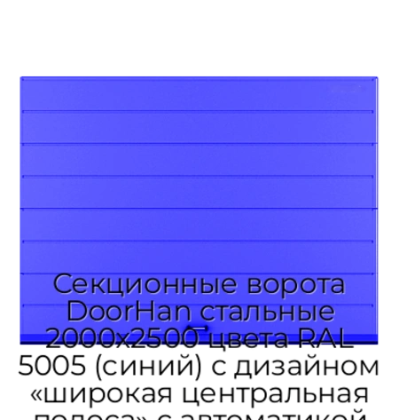 sekczionnyie-vorota-doorhan-stalnyie-2000x2500-czveta-ral-5005-sinij-s-dizajnom-«shirokaya-czentralnaya-polosa»-s-avtomatikoj