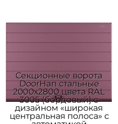sekczionnyie-vorota-doorhan-stalnyie-2000x2800-czveta-ral-3005-bordovyij-s-dizajnom-«shirokaya-czentralnaya-polosa»-s-avtomatikoj