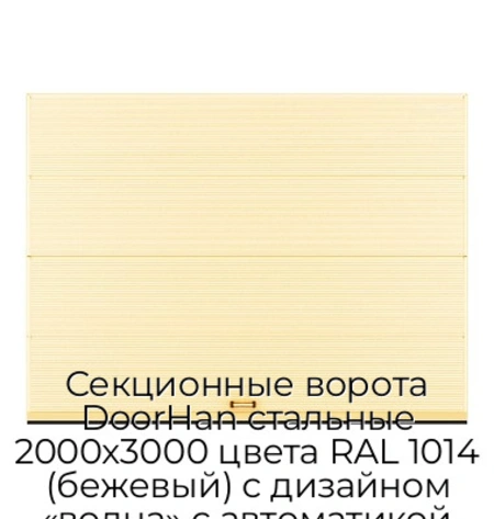 sekczionnyie-vorota-doorhan-stalnyie-2000x3000-czveta-ral-1014-bezhevyij-s-dizajnom-«volna»-s-avtomatikoj