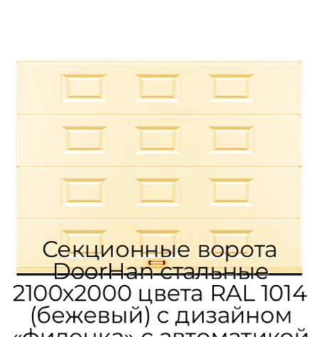 sekczionnyie-vorota-doorhan-stalnyie-2100x2000-czveta-ral-1014-bezhevyij-s-dizajnom-«filenka»-s-avtomatikoj