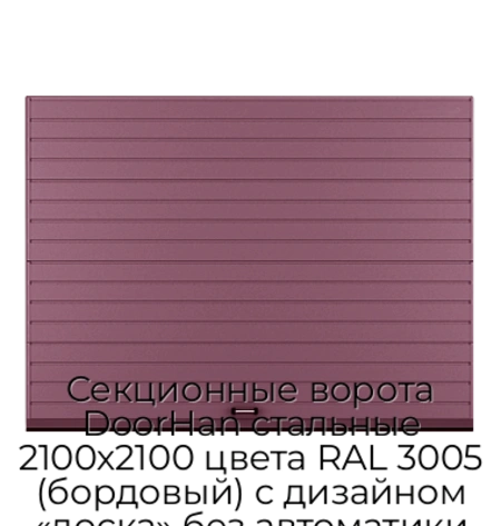 sekczionnyie-vorota-doorhan-stalnyie-2100x2100-czveta-ral-3005-bordovyij-s-dizajnom-«doska»-bez-avtomatiki