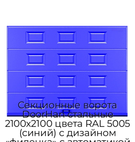 sekczionnyie-vorota-doorhan-stalnyie-2100x2100-czveta-ral-5005-sinij-s-dizajnom-«filenka»-s-avtomatikoj