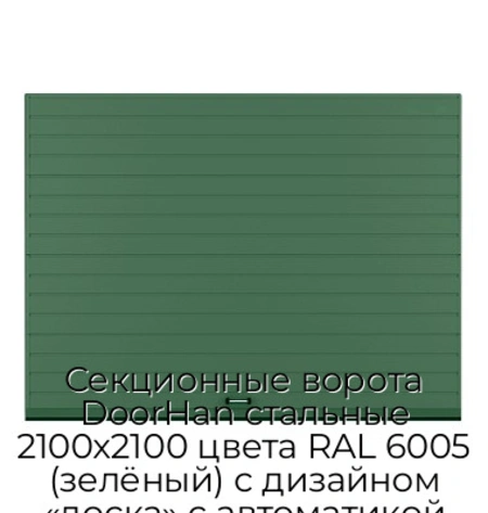 sekczionnyie-vorota-doorhan-stalnyie-2100x2100-czveta-ral-6005-zelyonyij-s-dizajnom-«doska»-s-avtomatikoj