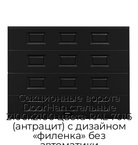 sekczionnyie-vorota-doorhan-stalnyie-2100x2100-czveta-ral-7016-antraczit-s-dizajnom-«filenka»-bez-avtomatiki